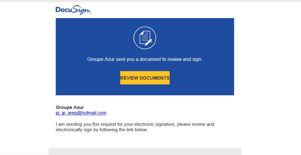 Using DocuSign When you are required to sign a document, you will receive an email. The same email is sent to everyone that needs to sign.
