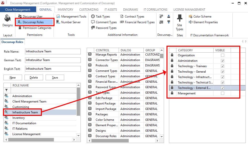 In order to be able to use permission categories, you must assign them to the desired Docusnap roles.