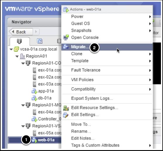 Migrate the VM Back 1. Select the Home icon at the top of the page 2.