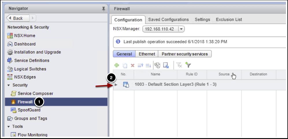 Navigating the vsphere Client 1. Select "Firewall" on the left-hand side 2.
