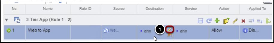 Edit the Rule 1. Hover the mouse pointer in the Destination field and select the Destination pencil sign.
