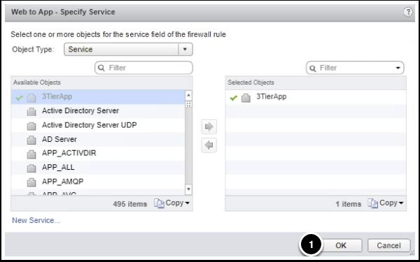 Specify the Service Click OK Add Third Rule to New Section 1.