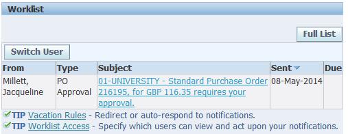 Approval Notifications Approval notifications are the way you approve or reject purchase orders in Oracle.