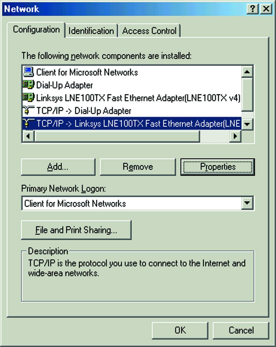 Important: These instructions apply only to Windows 95, 98, Millennium, 2000, or XP machines. For TCP/IP setup under Windows NT, see your Windows manual.