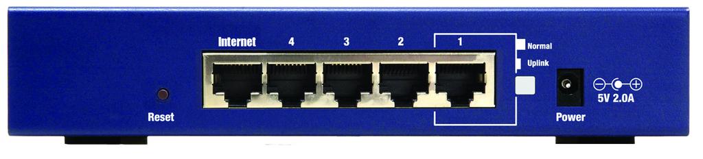 Port 1 can be used as an uplink port to other network devices. Power The Power port is where you will connect the power adapter.