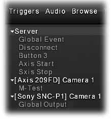 Browsing (Investigation Mode) Triggers Ocularis Client/Client Lite enables triggering outputs (relays) for activating external devices such as electronic locks and gates, camera presets, switching