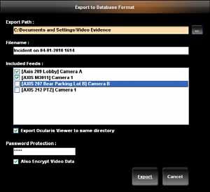 Exporting Evidence Exporting a Video Database Multiple-camera video exports in database format allow future reviewing of an event as it unfolds through an entire set of cameras.