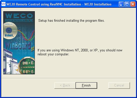 5 When the installation is finished you should see the following screen
