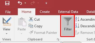 Click on the Home tab and within the Sort & Filter group, click on the Filter button.