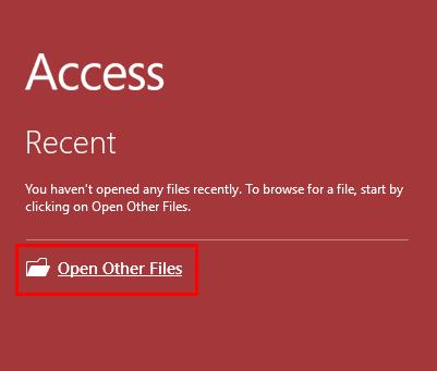 You will now open a database file called First Look. Start the Microsoft Access 2016 program.