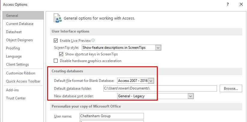 Access 2016 Foundation Page 21 Within the Creating databases section