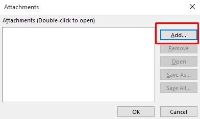 Double click on the Attachment field. You will see a dialog box displayed.