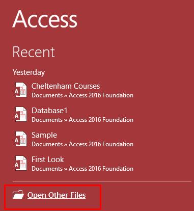 Access 2016 Foundation Page 42 Click