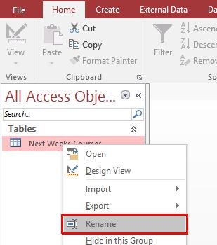 Open a database called Tables and Records.