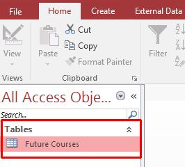 mode. Type in Future Courses and press