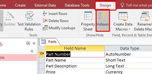 NOTE: By default, Access automatically configures indexes on certain fields as they are