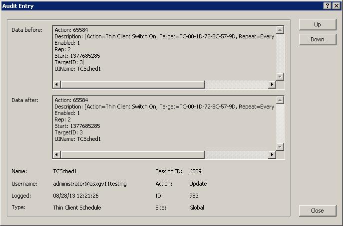 Audit Entry details Configuration Changes Notifications in 2X ApplicationServer XG Console Each time a logged in administrator applies a configuration change in the farm, a notification message