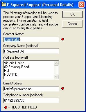 This option will include the P Squared Directory database as part of the Support File being generated.