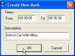 This opens the Create New User Mark window which allows you to type in