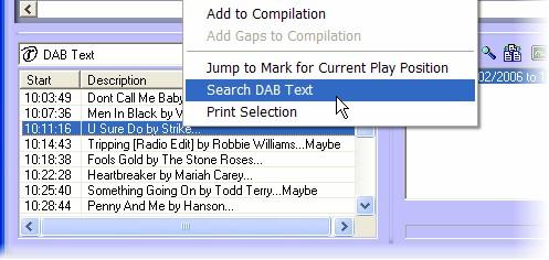 Either use the Search DAB Text option on the right click menu when in DAB