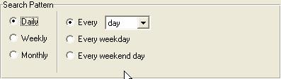 The Options are: Every X Days This drop down allows you to select the daily Search Pattern.