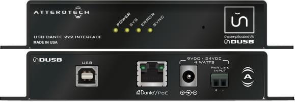 undusb 2x2 Channel Dante to USB Bridge 2 input and 2 output Dante to USB bridge Enumerates as a standard USB audio device, so no drivers needed on Windows or OSX Powered by