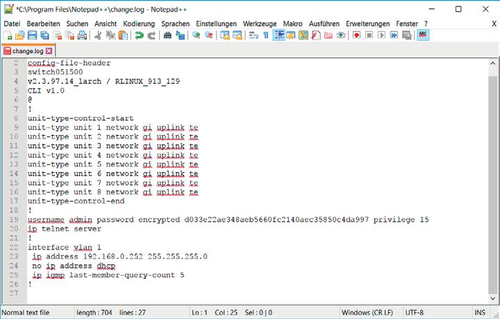 DATALIGHT Switch 12+4-Port 1000 5 0 Get Started 0.1.3 Configure via configuration files Figure 4: Example configuration File 0.