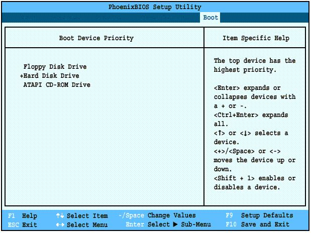 Boot Device Priority Submenu of the Boot Menu The Boot Device Priority submenu is for setting the order of checking of sources for the operating system.