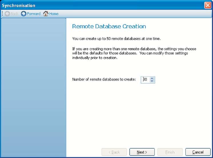 Remote Database Creation The Remote Database Creation panel has been modified to allow users to