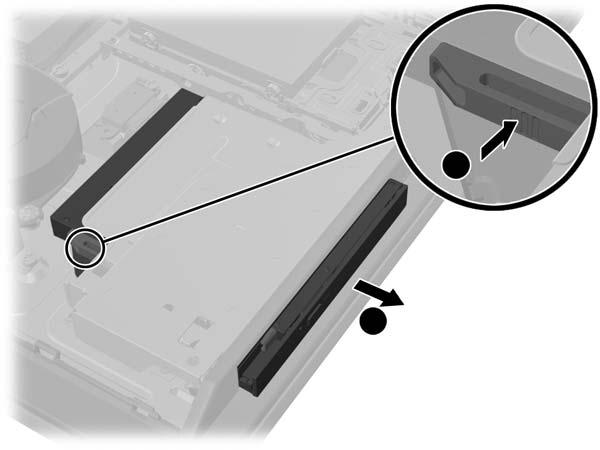 6. Slide the access panel latches toward the edges of the chassis, then slide the access panel toward the top of the computer until it slides off the chassis.