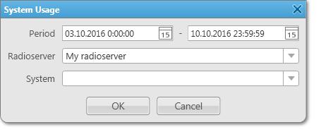 39 Period defines the time frame of the report. Radioserver select the available radioserver whose database will be used as a data source.