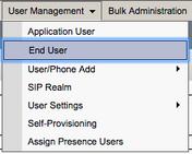 From the Find and LIst Users menu search for and select the CUCM end user you wish to configure for Jabber for Windows.