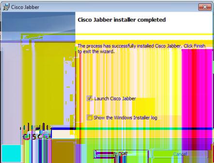 When the Jabber installation has finished you will be presented with the Cisco Jabber installer completed window. To complete the install select Finish.