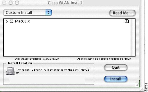 Installing the Driver and Client Utility Figure 3-2 Mac OS X Install Screen Step 8 When the Cisco WLAN Install screen appears, perform the following operations: a.