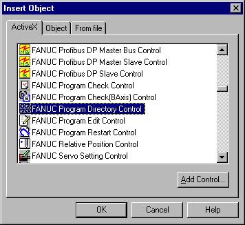 Step 2. Insert a FANUC control in CimEdit To insert a FANUC control in CimEdit: 1. Click on the CimEdit toolbar. The cursor changes to a bracket. 2. Position the bracket on the blank CimEdit screen where you want to place the control.
