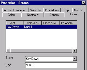 Task A. Set Event Parameters To set event parameters: 1. Right-click on the screen (outside of the object).parameters 2. Select Properties from the popup menu.