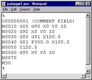 Single program If a file contains only one part program, the part program must use the following format: Line 1 % Line 2 O code (Oxxxxxxxx, where xxxxxxxx is the program number up to 8 digits)