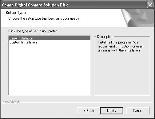 When [Custom Installation] is Selected The USB driver (the software for connecting) is required when the camera is connected to the computer with an