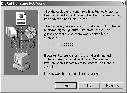 Installing the Software and USB Driver 15 If the Digital Signature Not Found window appears, click [Yes].