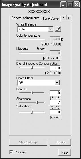 Converting RAW Images 40 Functions of the Image Quality Adjustment Window The following adjustments can be made in the Image Quality Adjustment Window.