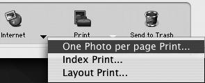 Macintosh Printing Images 56 Printing Images There are three ways in which images may be printed: One Photo per page Print, Index Print and Layout Print.