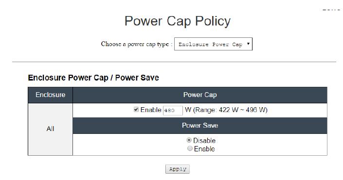 2. Node Power Cap Power cap allows user to set a wattage limit on power consumption.