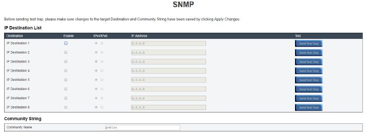 Figure 31. SNMP SNMP: You can enable, configure and test SNMP trap at this page.