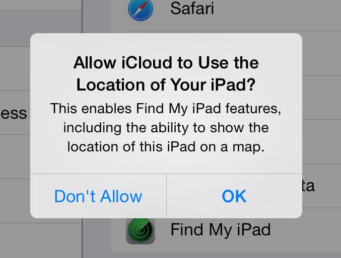 2. Once you log in, if you receive the prompt Allow icloud to Use
