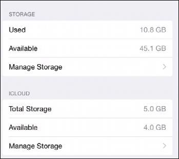 Usage Go to Settings, General, Usage. This will reveal the available storage on your ipad and how much of 5.
