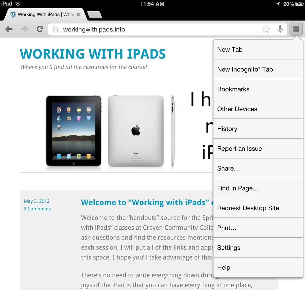 CHROME Browser for ipad
