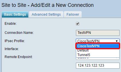 Step 9. Choose the interface that the remote router will use for the VPN connection from the drop-down list.