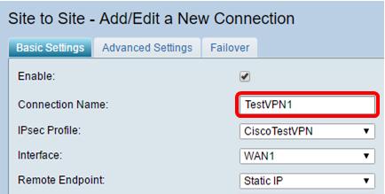 Step 4. Enter the name of the connection in the Connection Name field. Note: In this example, the name is TestVPN1. Step 5.