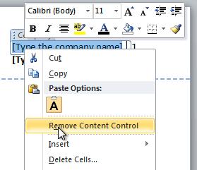 Removing Content Control from Headers and Footers Content Controls Content Controls are bits of text that appear in some headers