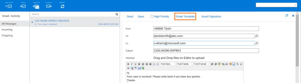 3. You can also add predefined emails by clicking on Email Template and choosing the